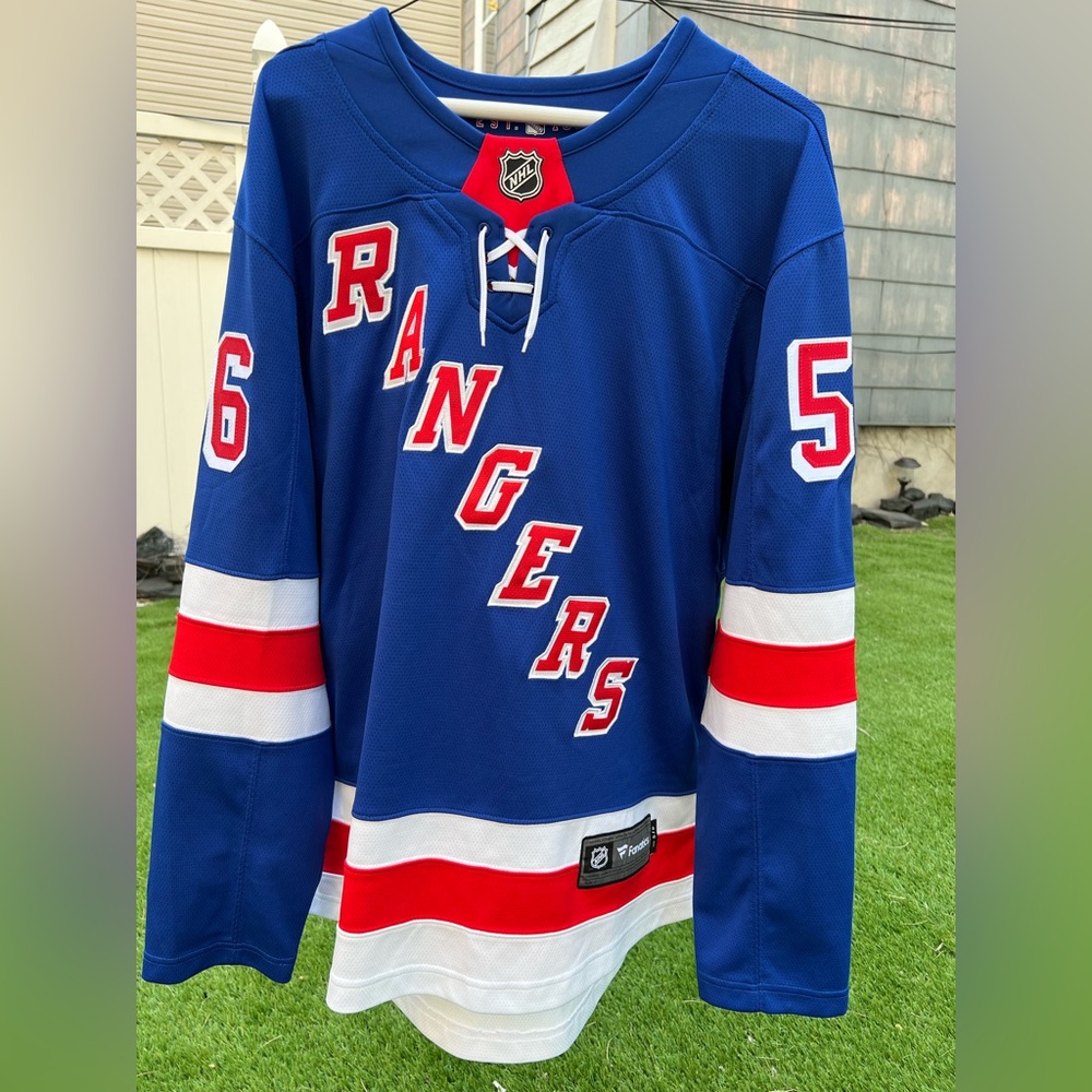🏒 NY Rangers Fanatics Jersey | Size S | Worn Once | #56 Jägermeister! 🦌🥃 🔵🔴